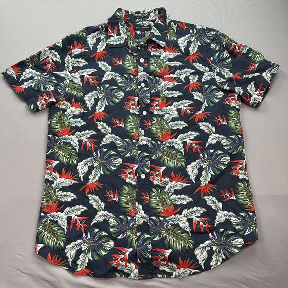 Banana Republic Shirt Mens Medium Floral Linen Blend Slim Fit Hawaiian Casual - Picture 1 of 15